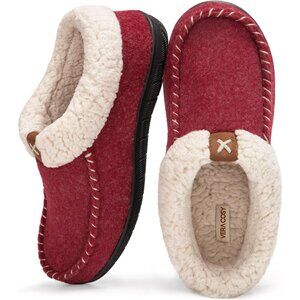 Women's Wool Felt HiTop Memory Foam Moccasin Slippers with Comfort Fleece Lining